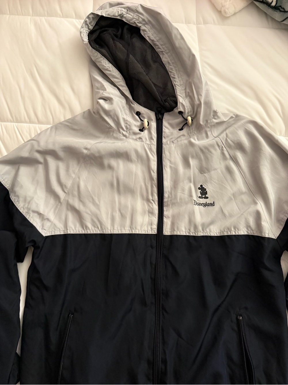 Disney Two-Tone Hooded Windbreaker Jacket - Silver & Black
